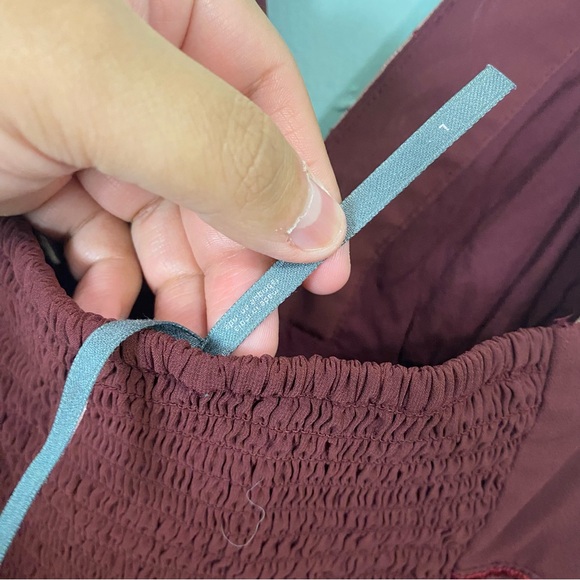 Anthropologie V Neck Deco Midi Dress‎ Embroidered Floral Wine Red Large - Picture 10 of 11